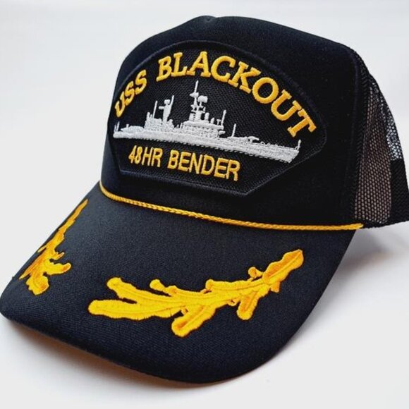 USS BLACKOUT Funny Boat Party Drinking Hat Embroidered Patch foam trucker Mesh - Picture 1 of 4